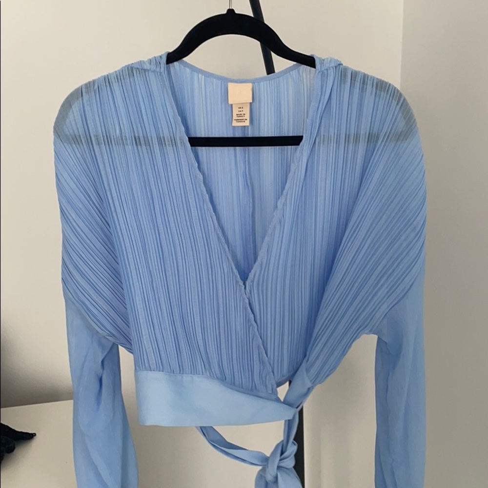 h&m pleated wrap blouse top